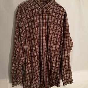 L.L. Bean Men's Size Tall Brown & Beige Plaid Button Front, Collar & Cuffs Shirt